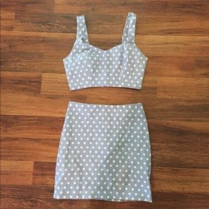 Two piece polka dot set crop tank & bodycon skirt